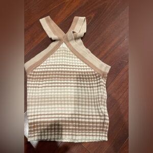 Brown and Cream Knit Halter Top vintage Y2K size xs jessica Simpson